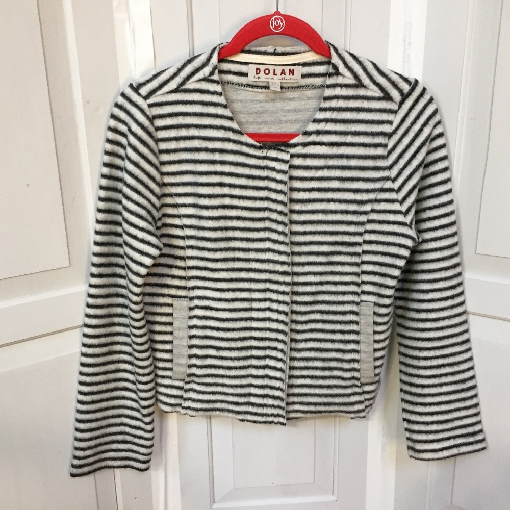 Dolan Gray & White Striped Zip Jacket - Picture 1 of 15